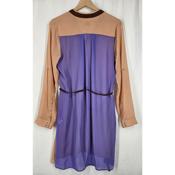 GREYLIN WOMEN'S 2-LAYER BEIGE AND PURPLE MINI DRESS SIZE MEDIUM - Picture 3 of 10
